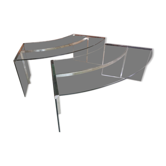 2 glass desks Radice & Gallotti 1970