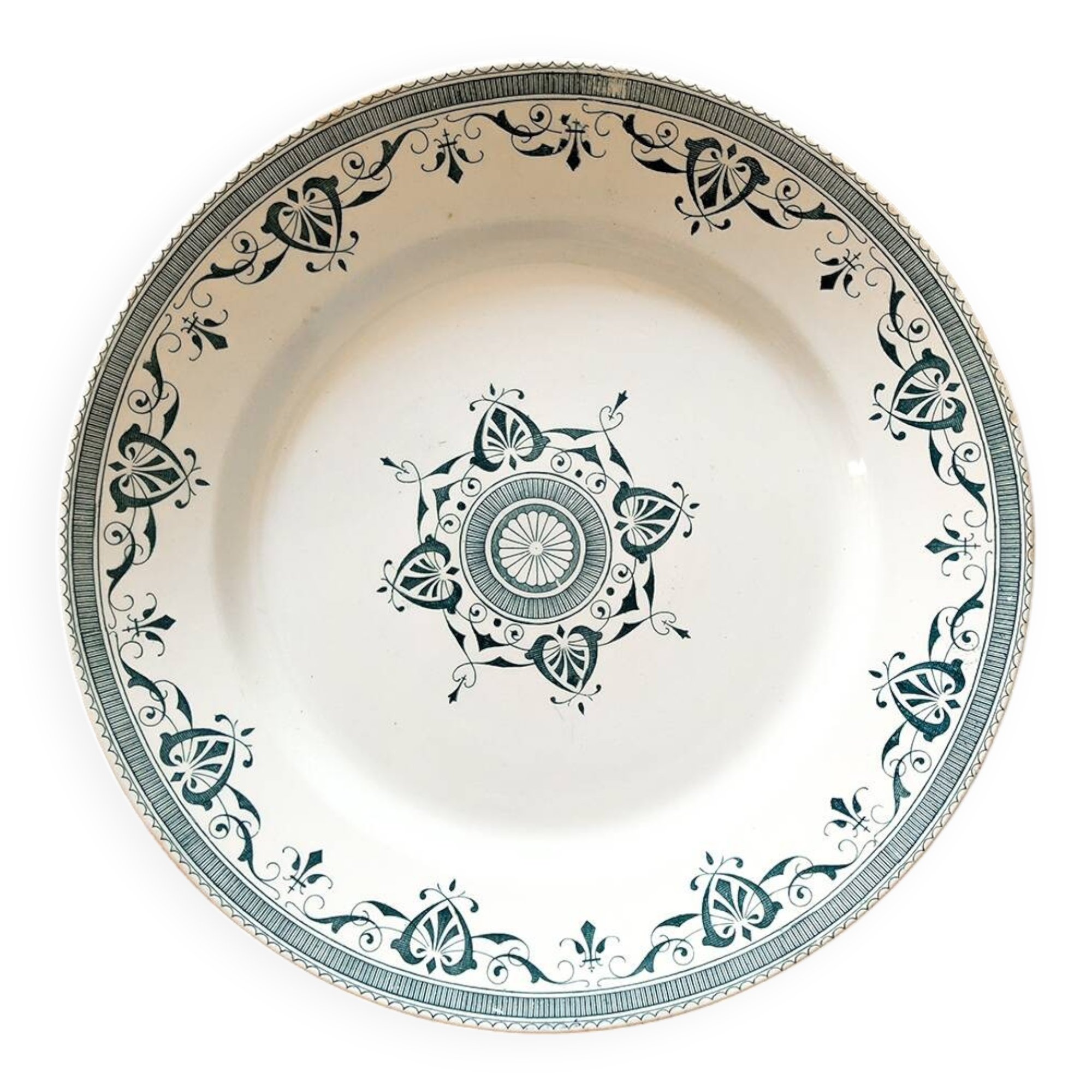 Creil & Montereau round ironstone platter "Admiral" D28.5cm