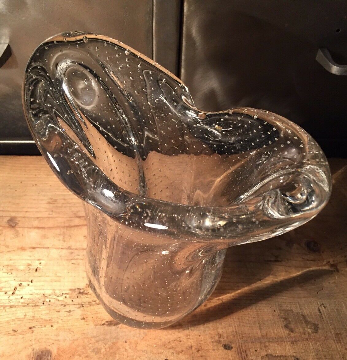 Bubbled blown glass vase Val St Lambert