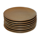 Set of 8 dessert plates Grès CNP Village France