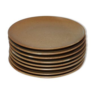 Set of 8 dessert plates Grès CNP Village France