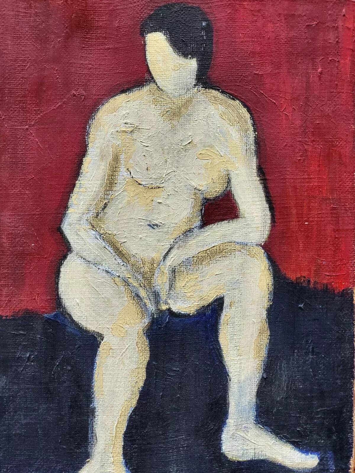 Portrait of a Demure Nude Woman Oil on Canvas