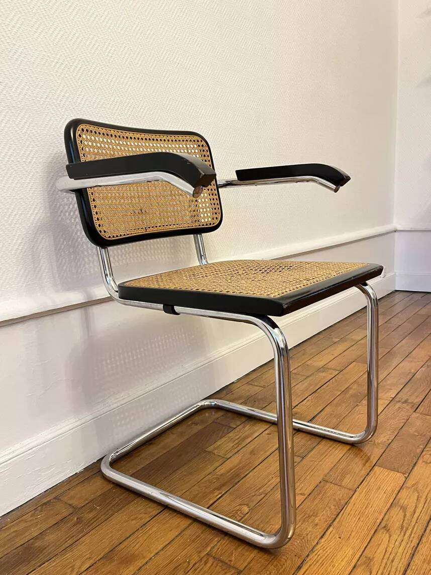 Cesca b64 black armchair by marcel breuer