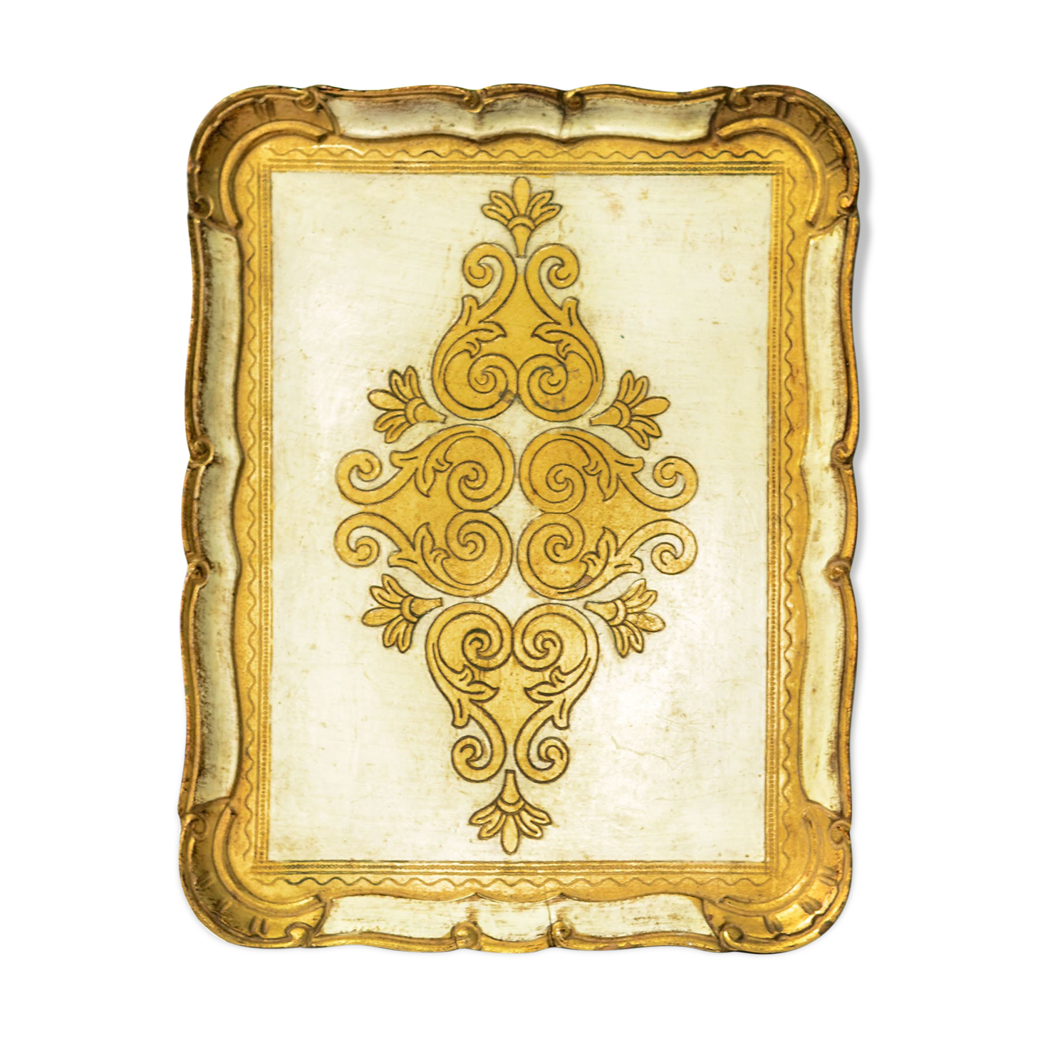 Old wooden tray painted year 50/60 Florentine style