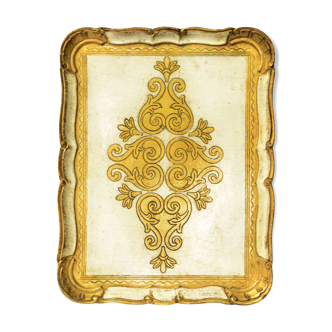 Old wooden tray painted year 50/60 Florentine style