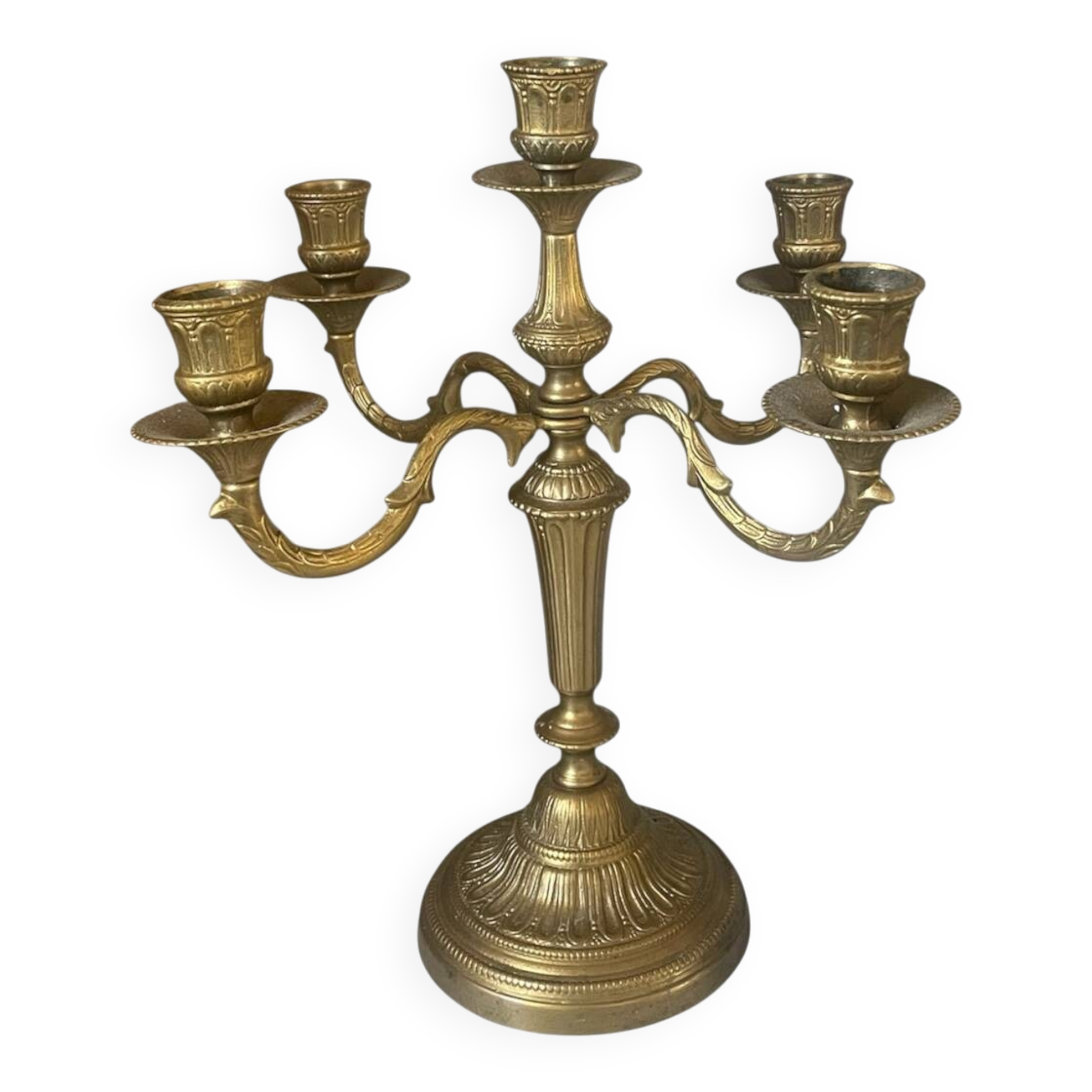 Antique 5-light brass candlestick
