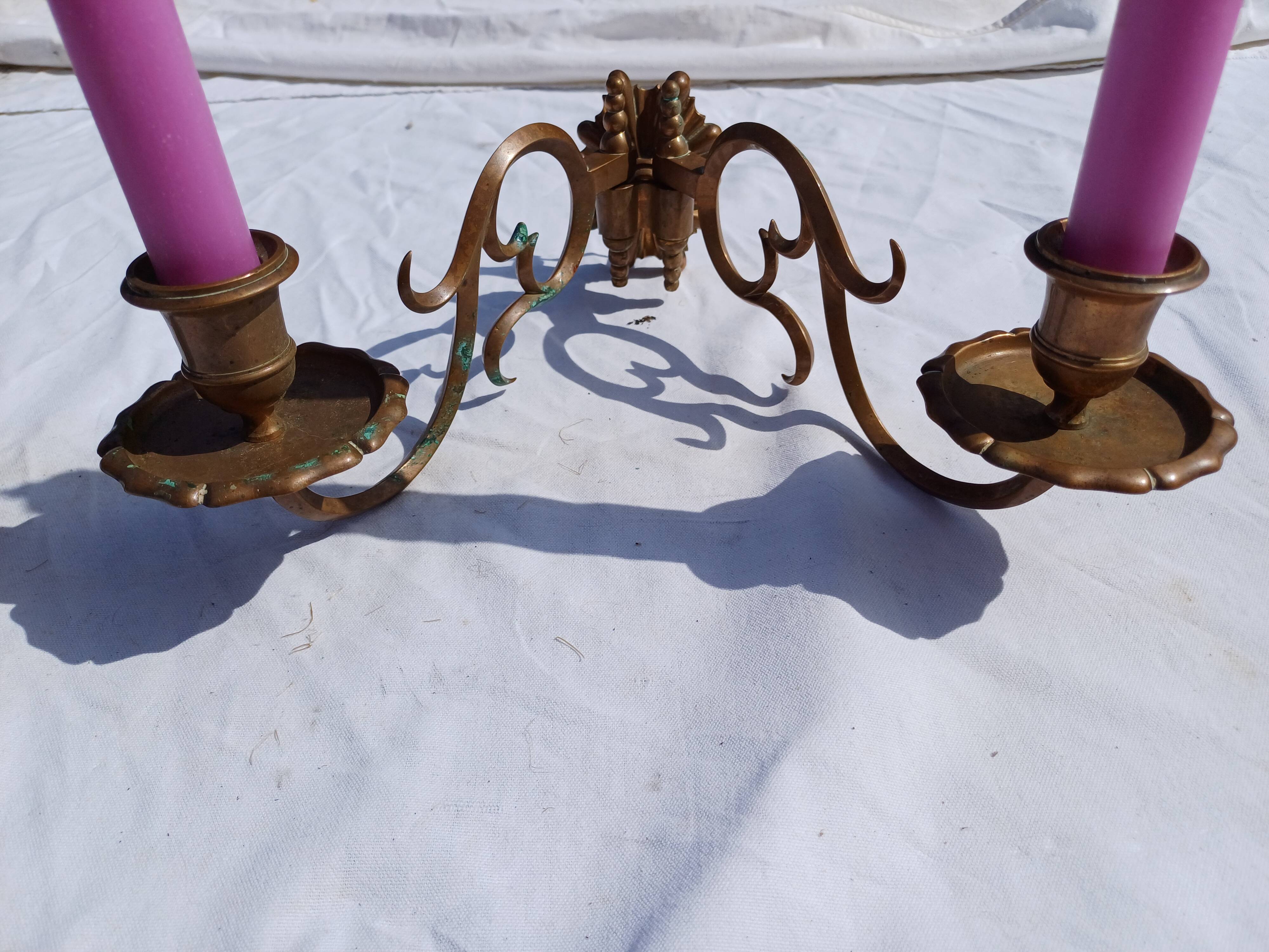 Pair of Bronze Candlesticks with 2 Arms of Lights