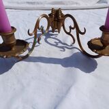 Pair of Bronze Candlesticks with 2 Arms of Lights