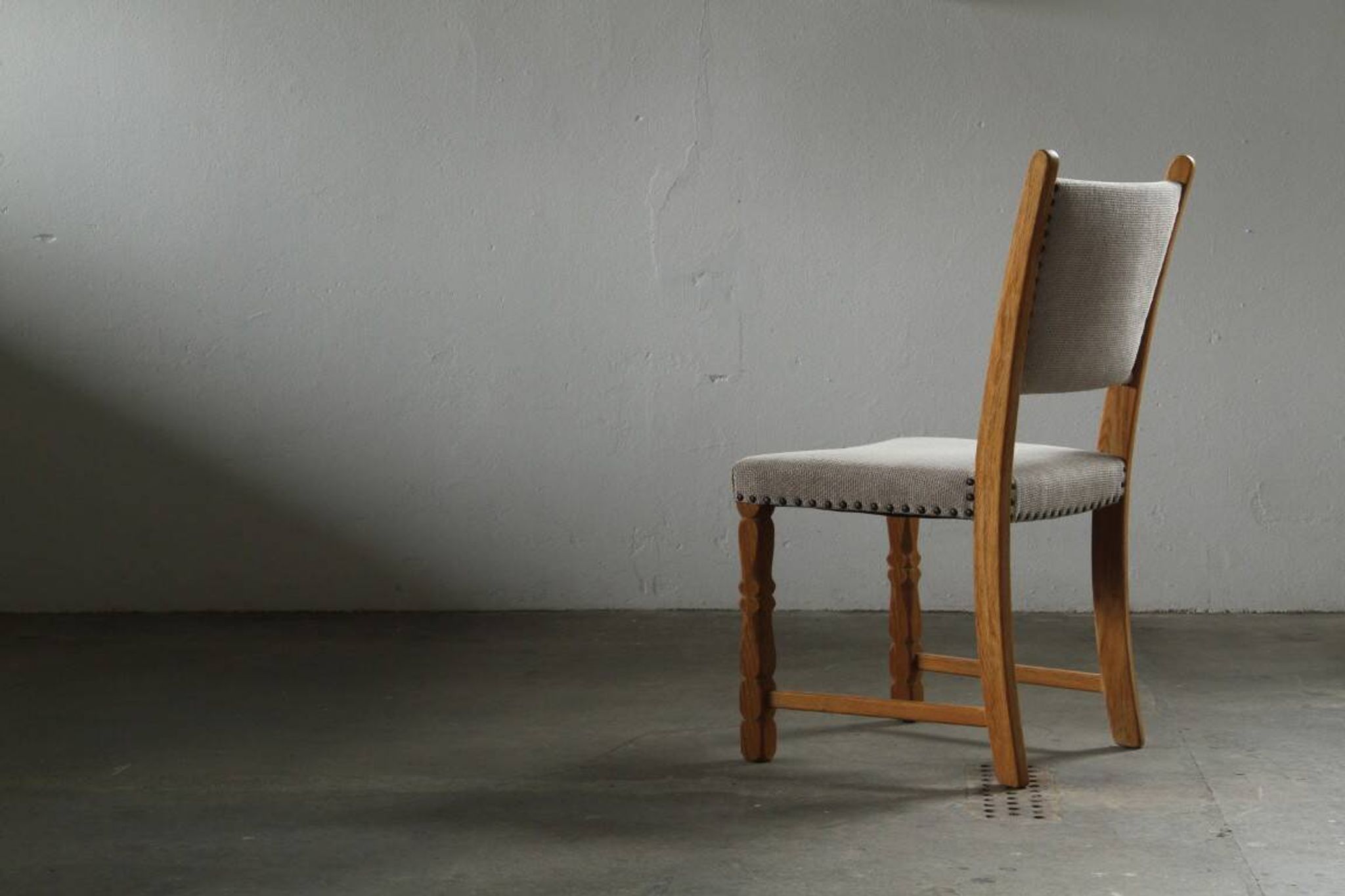 Set of six vintage Danish oak dining chairs, Henning Kjærnulf style, 1960s