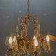Vintage Italian Florentine Gold Gilt Tole Chandelier 1950’s 