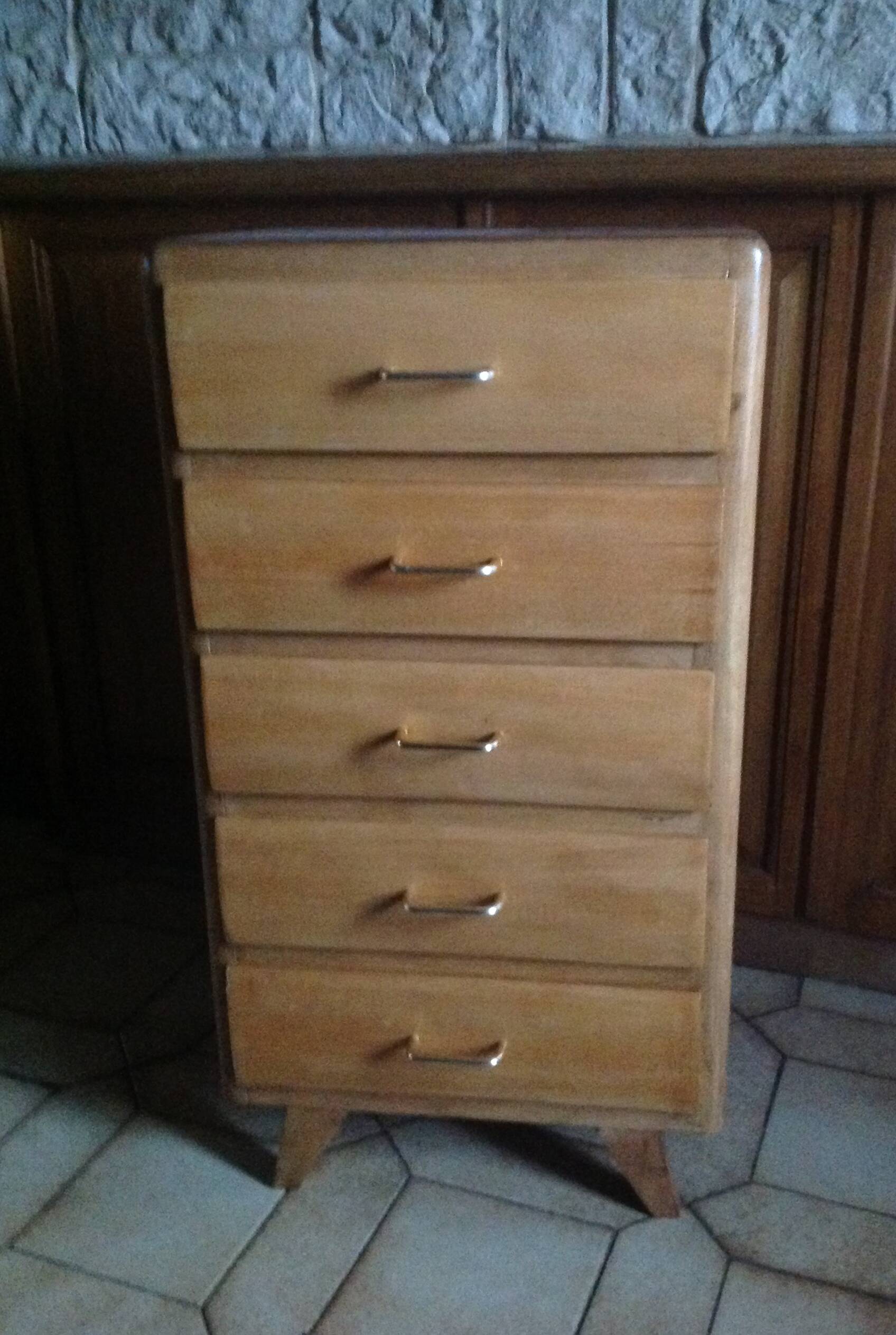 Vintage weekly chest of drawers with compass feet