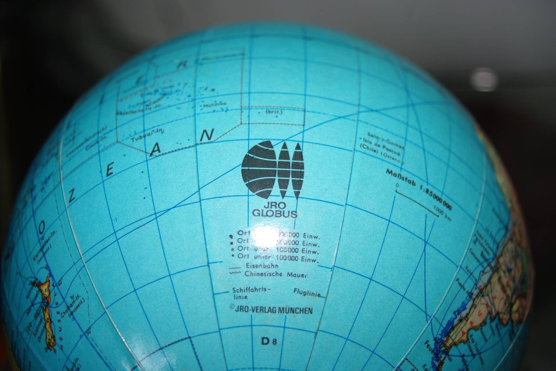 Vintage metal and wood terrestrial globe 1950