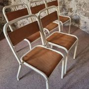 Vintage French school chairs – 1960s industrial cafe seats (set of 5)
