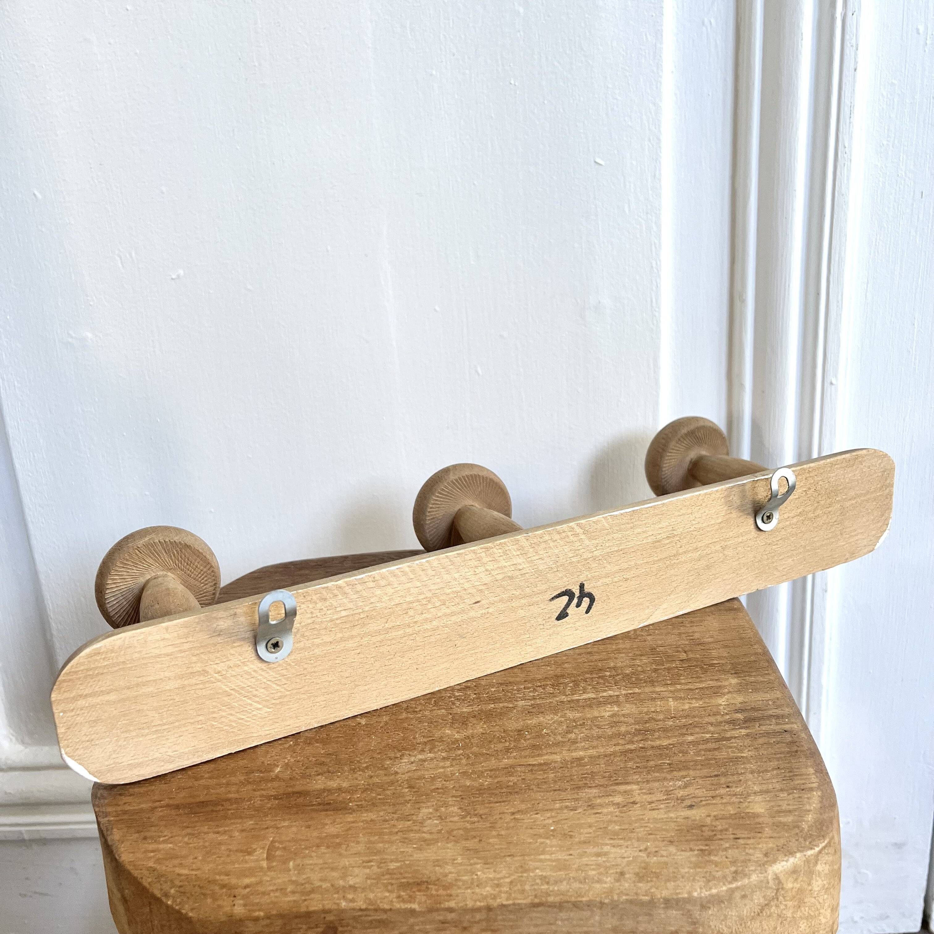 Vintage coat rack with 3 mushrooms