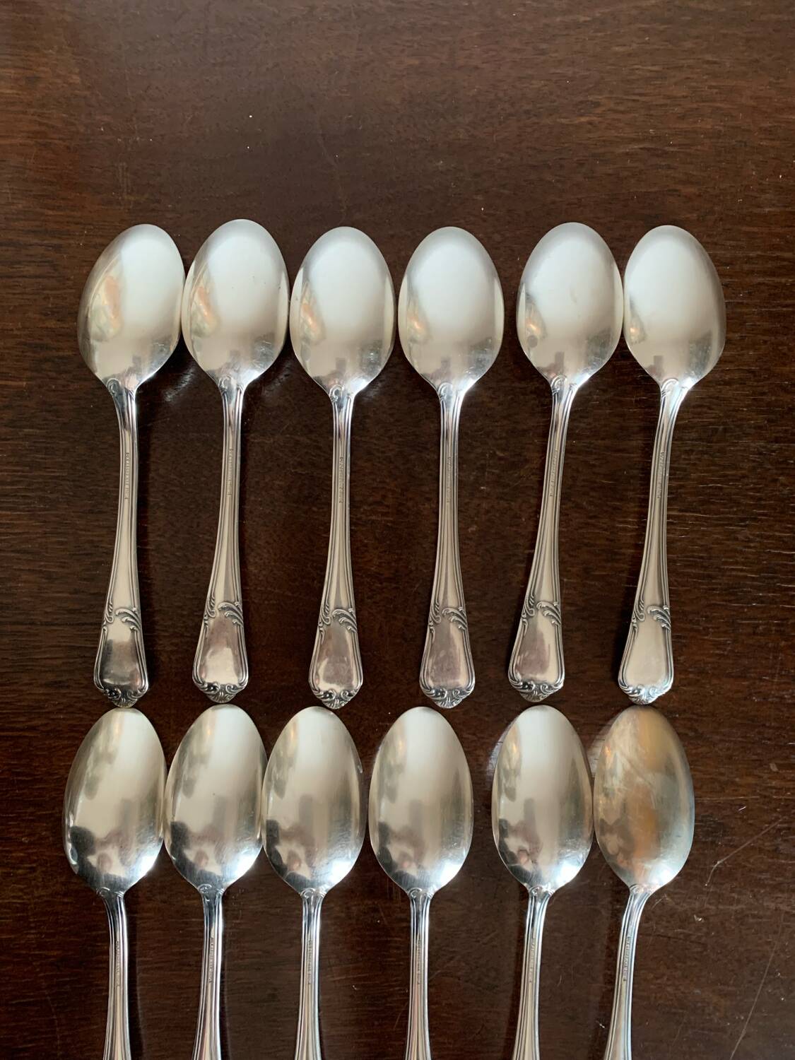 12 small silver metal spoons