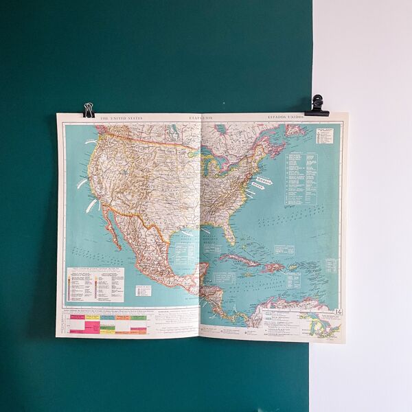 Ancienne carte des Etats Unis - 1950