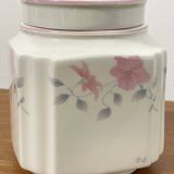 Sadler England Square Ginger Jar or Coffee Jar with Pink Flower Motif, Made for Douwe Egberts