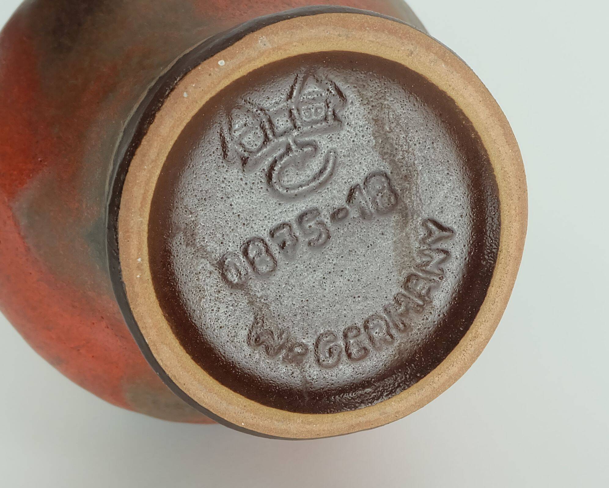 Carstens toennishof vase model no.0875-18 gerda heuckeroth orange brown 60s