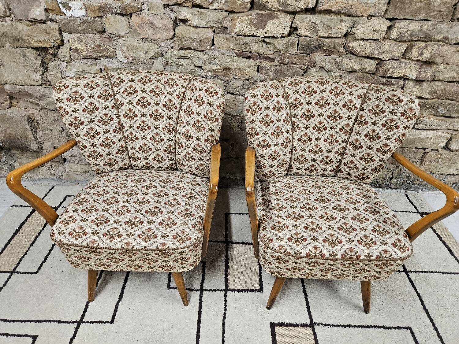 Pair of 1960 flowered armchairs