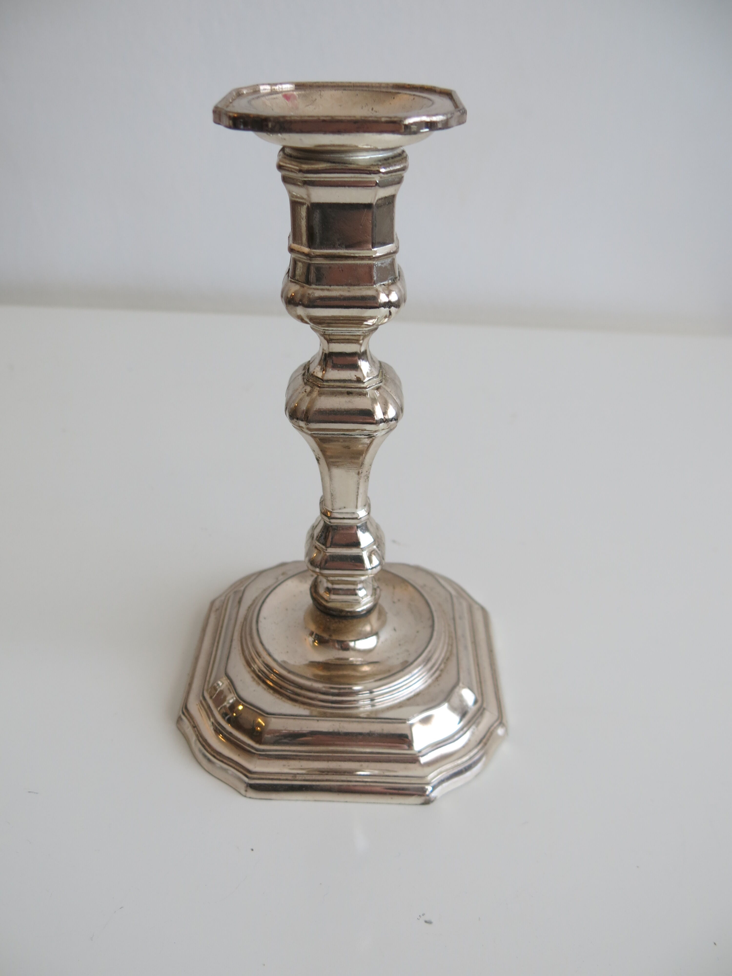 Right candle holder in silver metal from BMF West-Germany