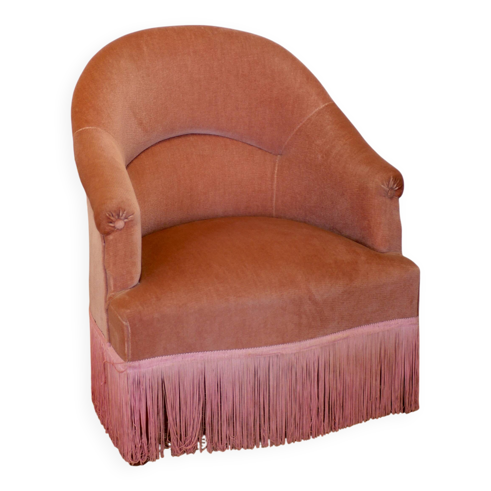 Pink velvet armchair