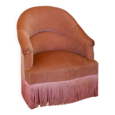 Fauteuil crapaud en velours rose