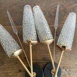 Pair of wall sconces from the 60s, gold metal and tulips.