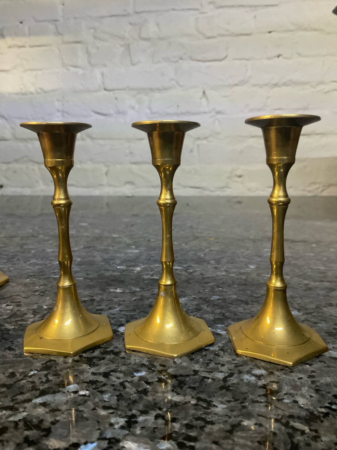 Set of 6 vintage bronze candlesticks