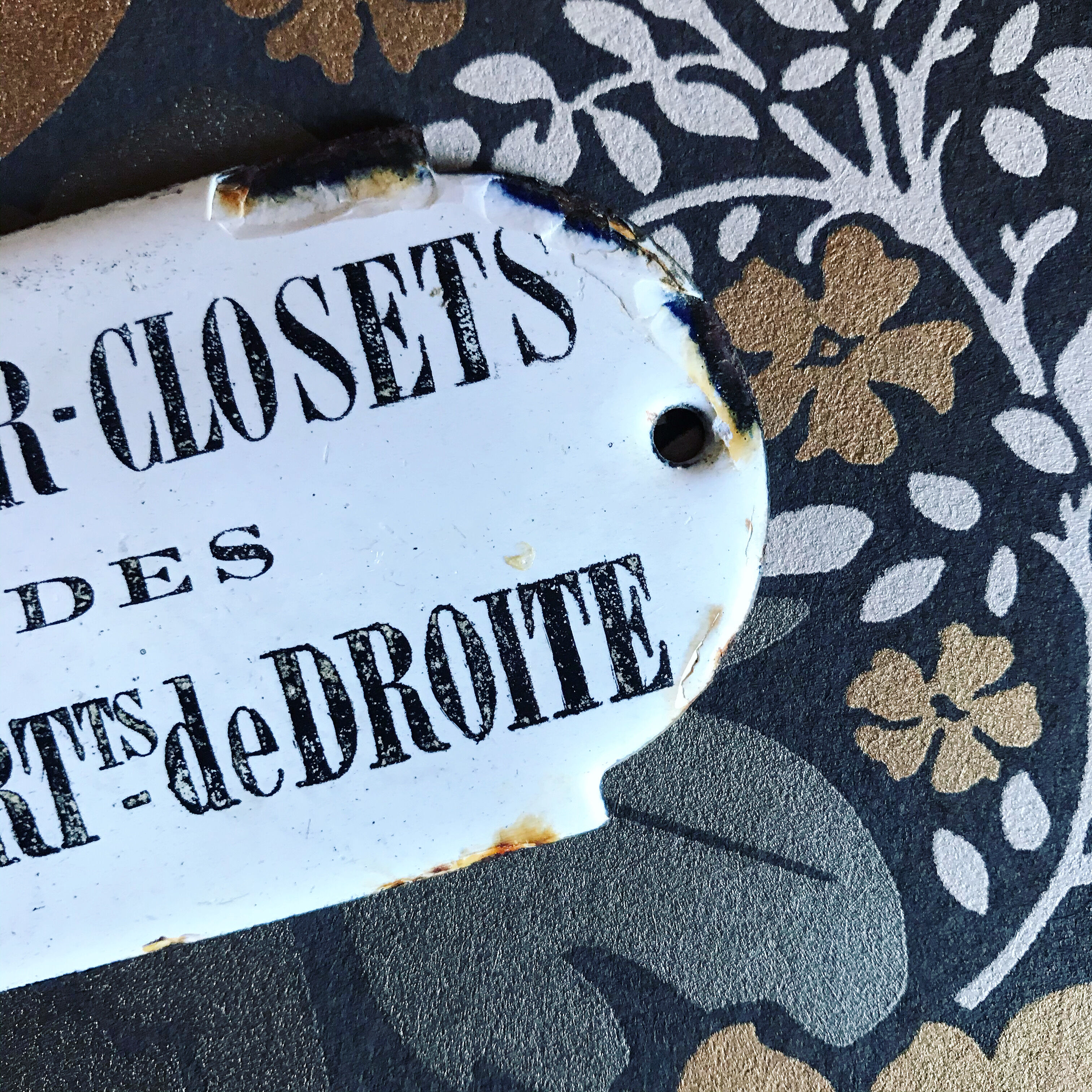 Enamel plate "water-closets of right appartements". parisian building plate. around 1910s