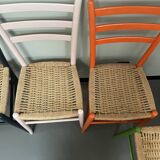 6 Italian chairs from the 60s solid beech and rope
