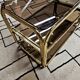 Brass coffee table with sliding top and smoked glass, 1970s vintage