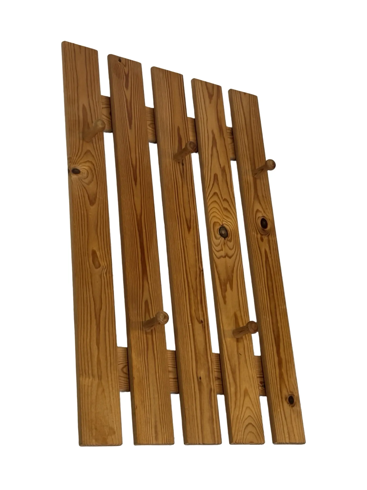 Vintage pine coat rack, 1970s minimalist design