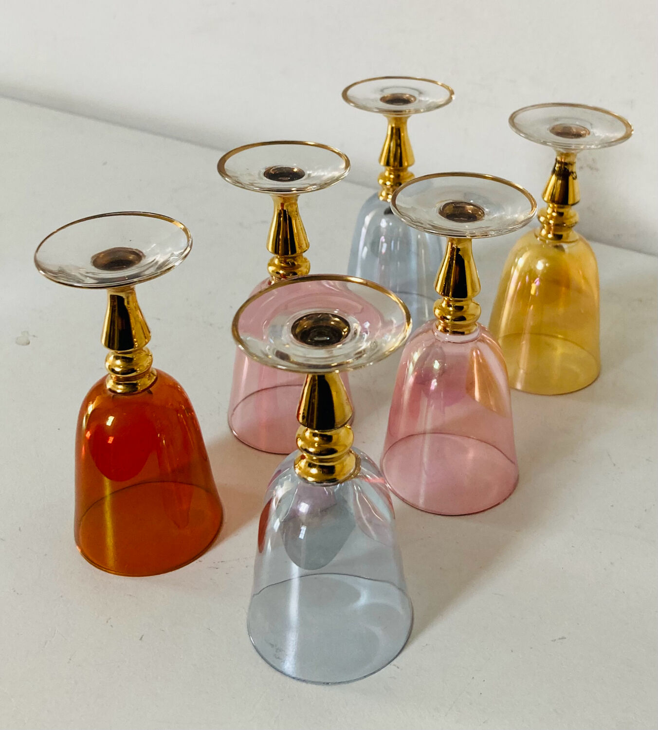 6 blown crystal liqueur glasses from Bohemia, 1960s