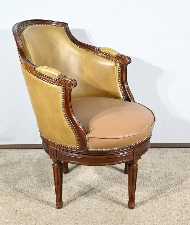 Beech Swivel Office Armchair, Louis XVI style – Late 19th century