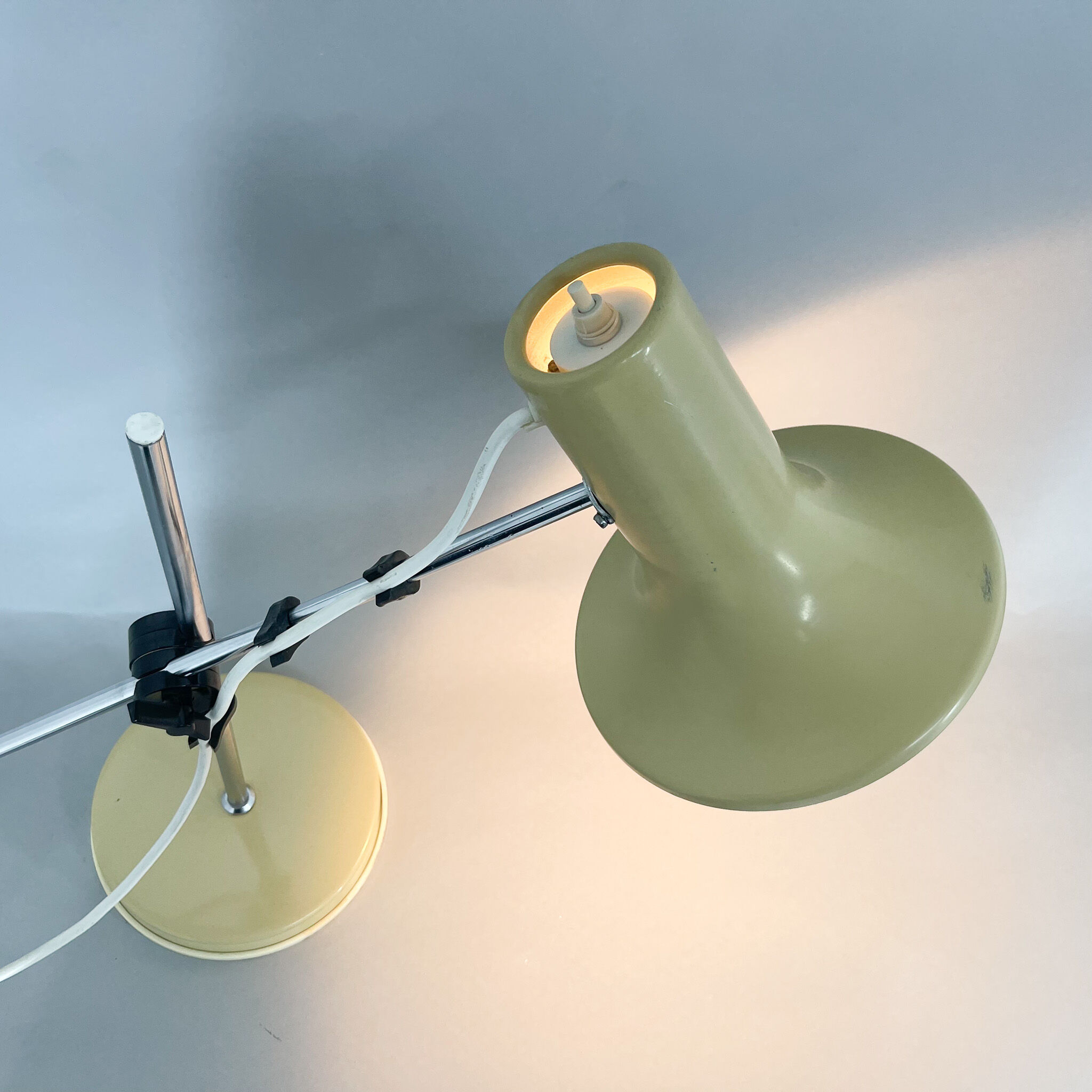 1970's Adjustable Metal Table Lamp in Creamy Colour, Hungary