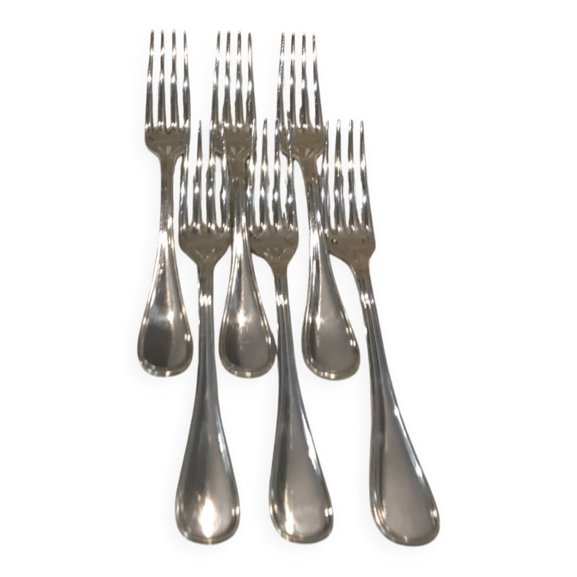 6 silver-plated metal table forks by Christofle silversmiths, Albi pattern
