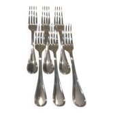 6 fourchettes de table métal argenté orfèvre Christofle modèle Albi