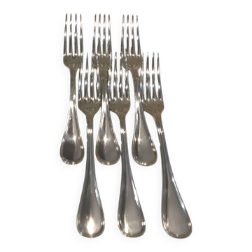 6 fourchettes de table métal argenté orfèvre Christofle modèle Albi