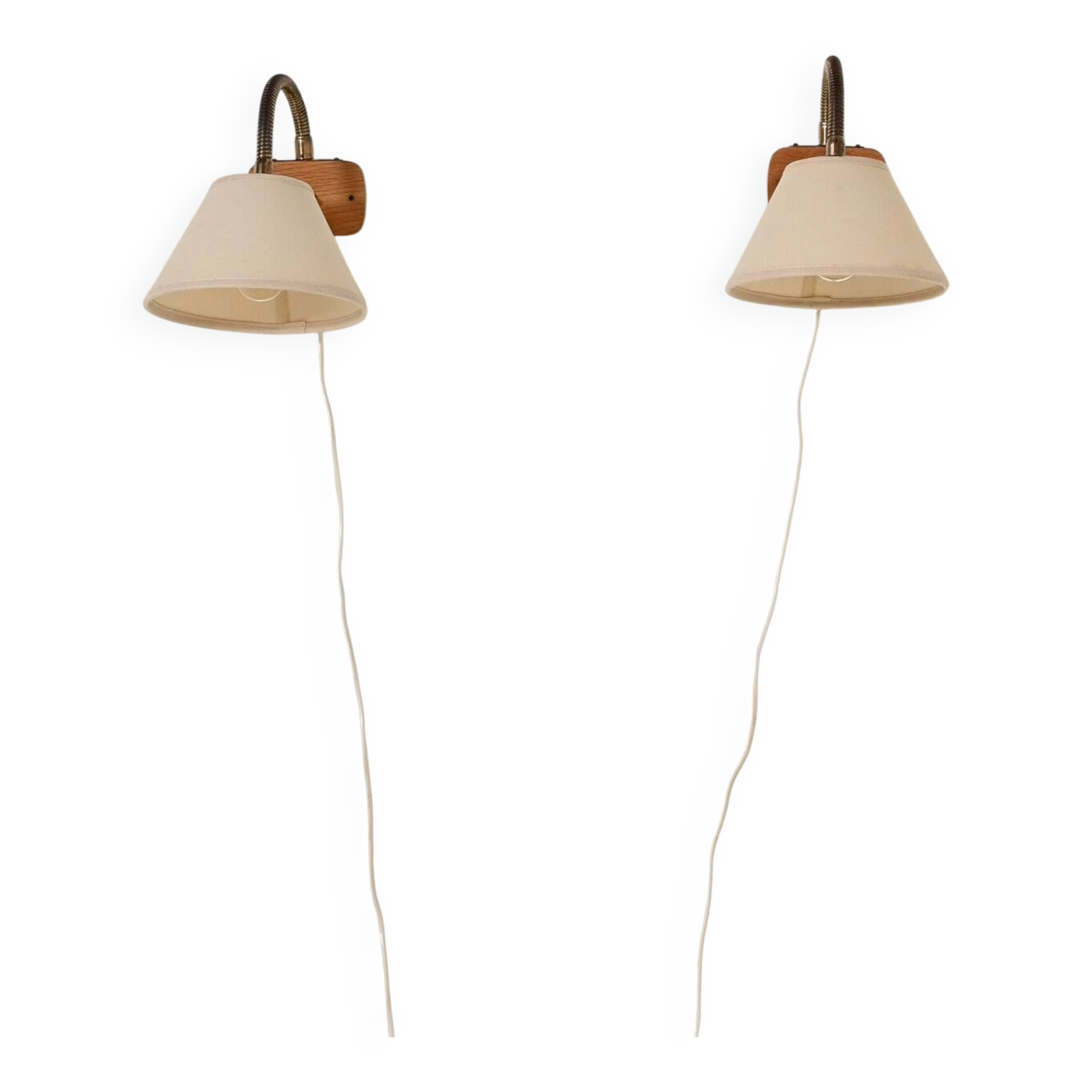 Pair of Scandinavian teak wall lamps, '50s