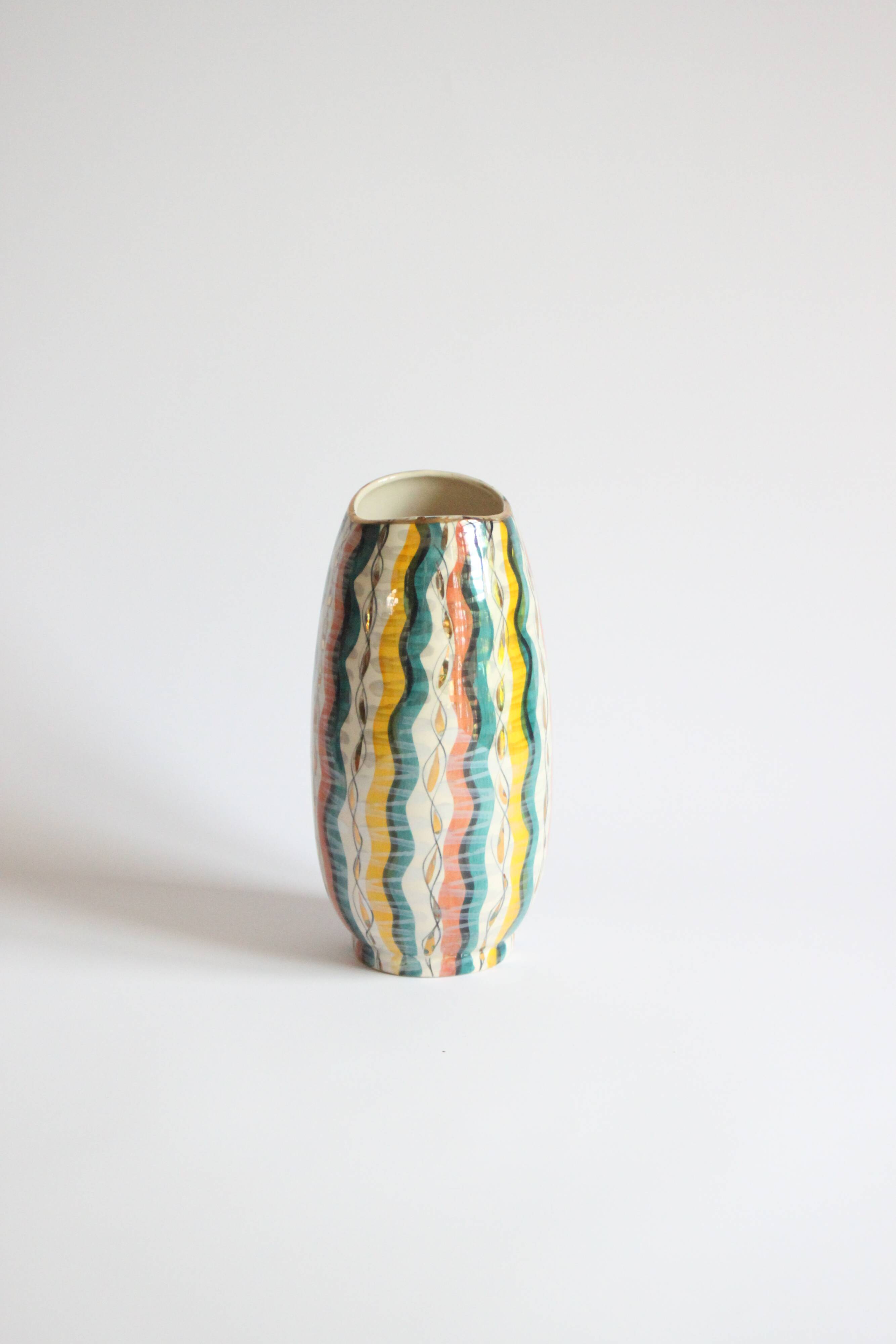 Colorful 1950s vase by Hubert Bequet, Belgium