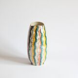 Colorful 1950s vase by Hubert Bequet, Belgium