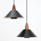 Set of 2 black mid-century pendant lamps by Elfi / 1960s / 1970s / Danish modern design
