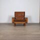 Midcentury Modern Brutalist Lounge Chair In Oak And Leather, Italy 1970s