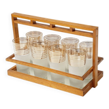 MIRROR PLATTER & ITS 8 VINTAGE 1950 ORANGEADE GLASSES ROCKABILLY 50S 50'S