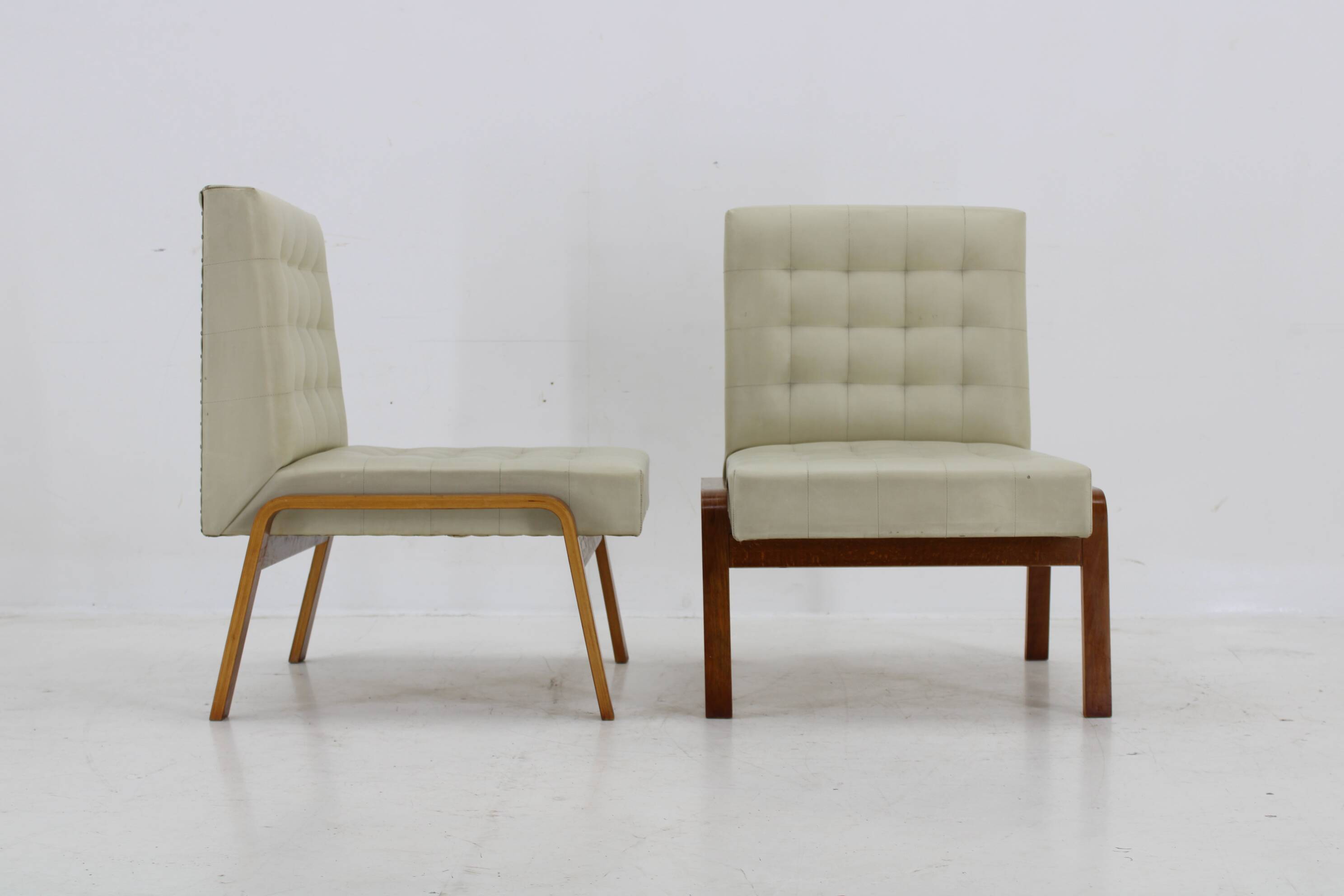 1970s Ludvik Volak Pair of Side Chairs by Drevopodnik Holesov , Czechoslovakia