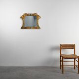 Art Nouveau Mirror in Brass and Glass Inlay, Signed A.H. Villaket, France