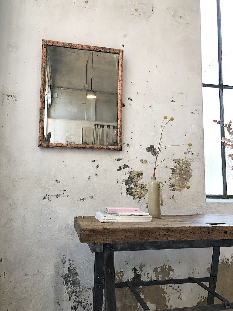 Pink patinated mirror 19th 54x70cm