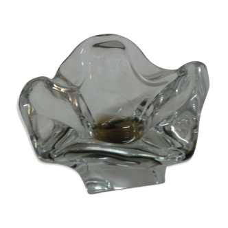 Cendrier en cristal Murano transparent à fonds marron des années 1970