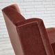 1970s, Danish highback armchair, salmon pink furniture velour, beech wood.