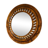 Patinated golden brass mirror 30x30cm